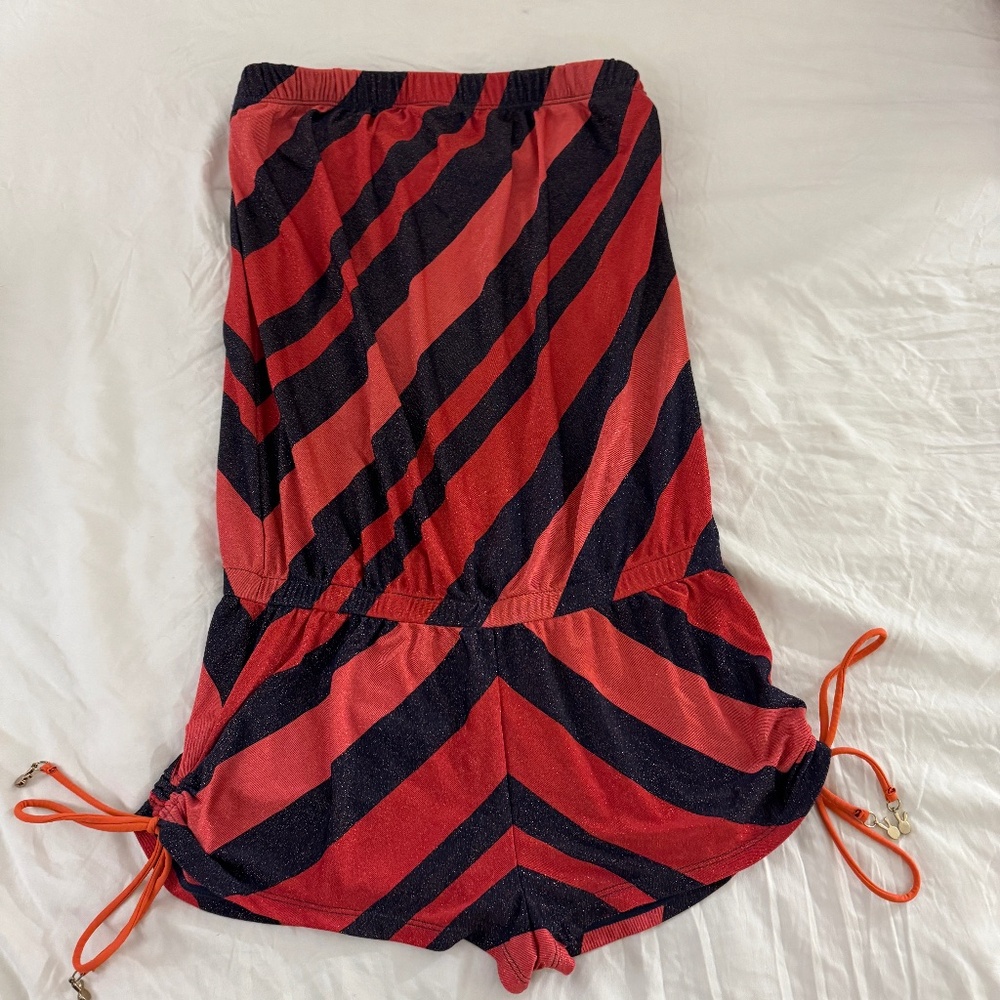 Marc Jacobs - Red and Navy Striped Strapless Romper - XS